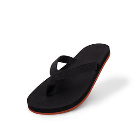 Women's Flip Flops Sneaker Sole - Black/Orange Sole - Indosole