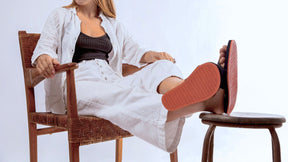 Women's Slide Sneaker Sole - Black/Orange Sole - Indosole