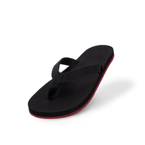 Women's Flip Flops Sneaker Sole - Black/Red Sole