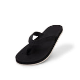 Women's Flip Flops Sneaker Sole - Black/Sea Salt Sole - Indosole