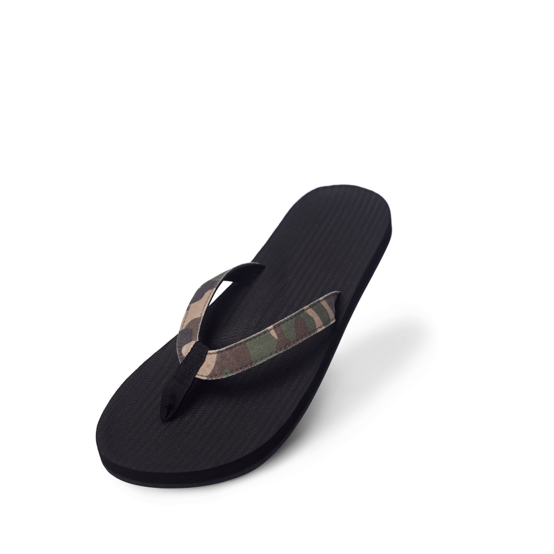 Women's Flip Flops Camo - Black/Camo Regular - Indosole
