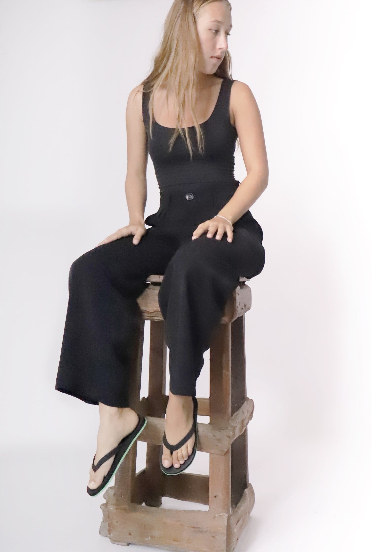 Women's Flip Flops Sneaker Sole - Lime Sole/Black - Indosole