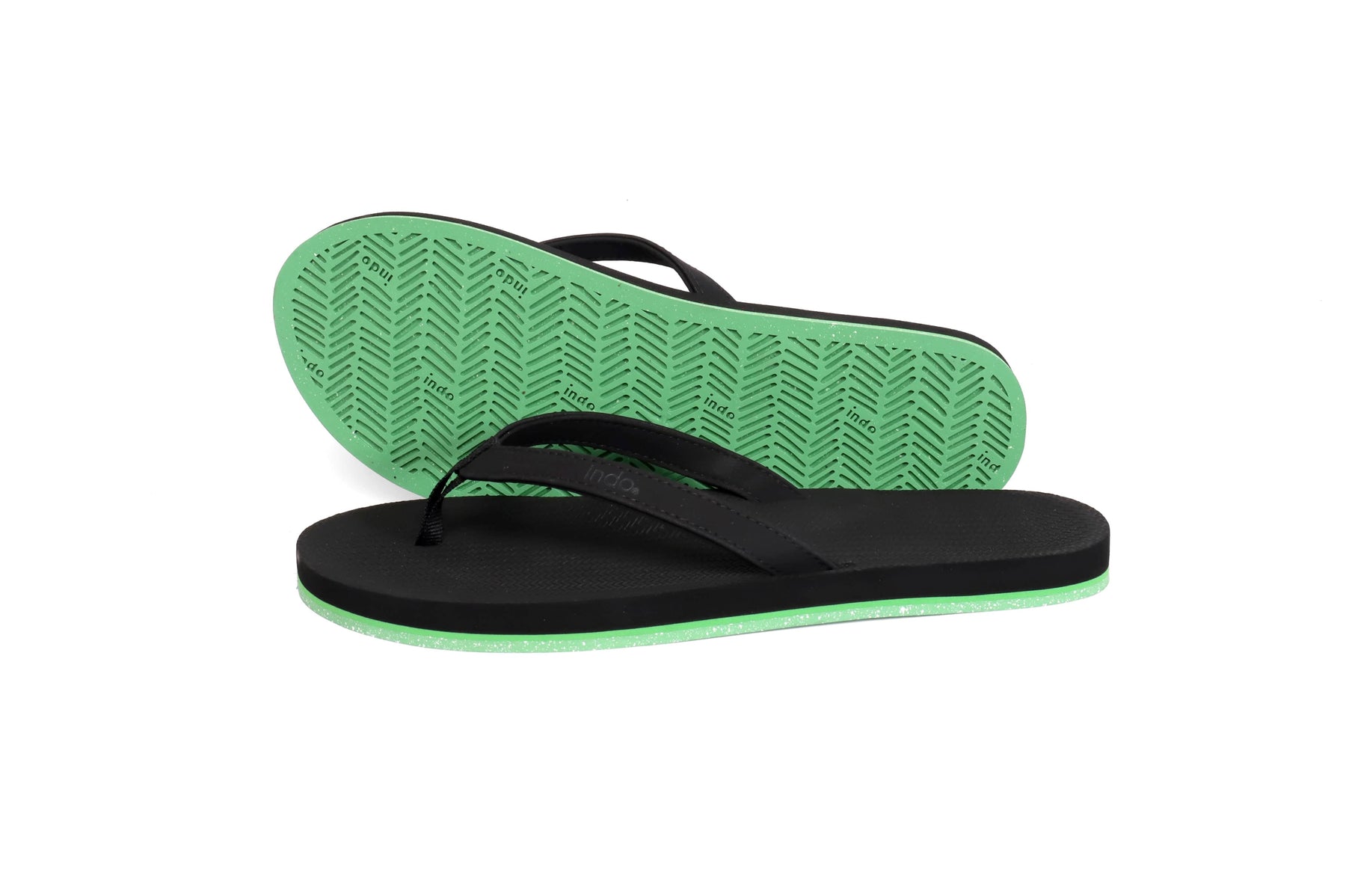 Women's Flip Flops Sneaker Sole - Lime Sole/Black - Indosole