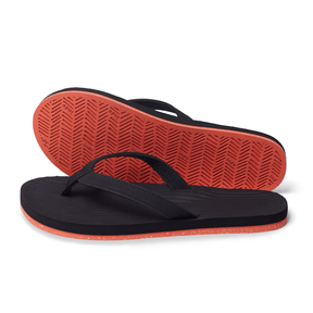 Women's Flip Flops Sneaker Sole - Black/Orange Sole