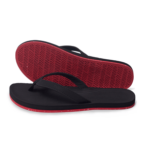 Women's Flip Flops Sneaker Sole - Black/Red Sole