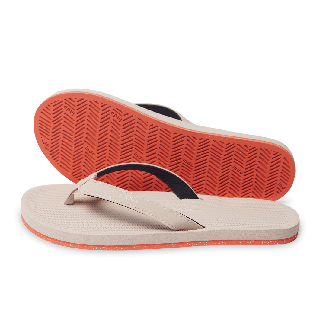 Women's Flip Flops Sneaker Sole - Sea Salt/Orange Sole - Indosole