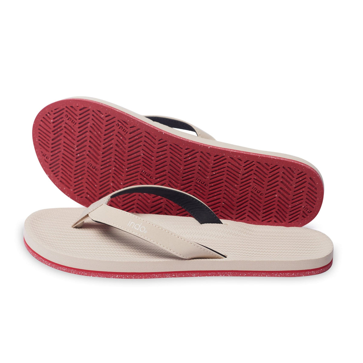 Women’s Flip Flops Sneaker Sole - Sea Salt/Red Sole - Indosole