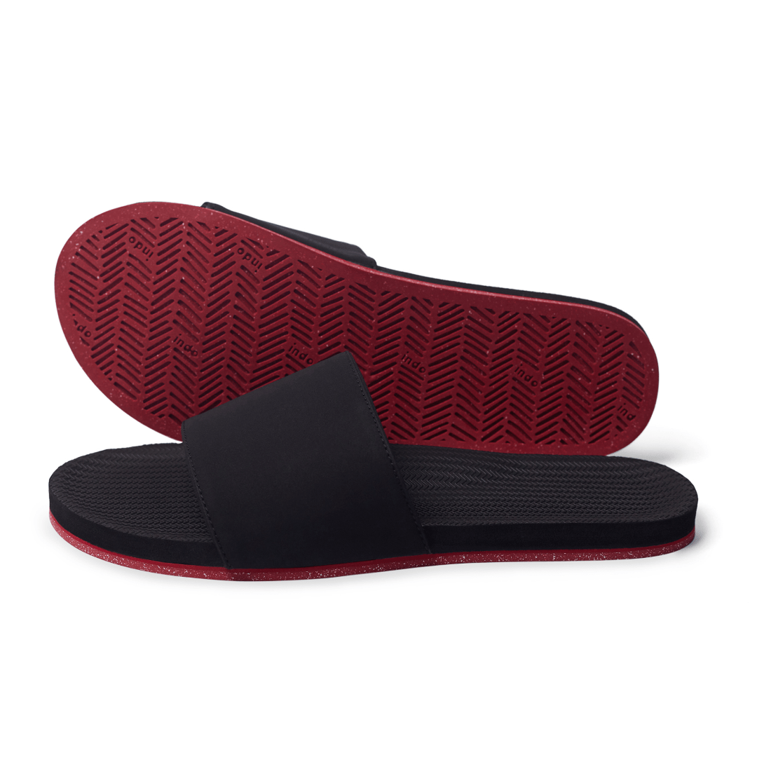 Women's Slide Sneaker Sole - Black/Red Sole - Indosole